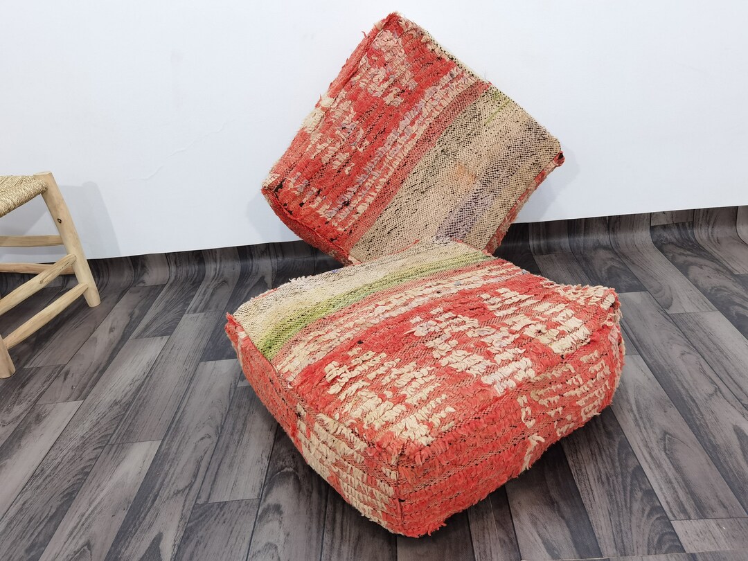 Moroccan Old Poufs set of 2 Floor Cushionottoman Pouf Etsy