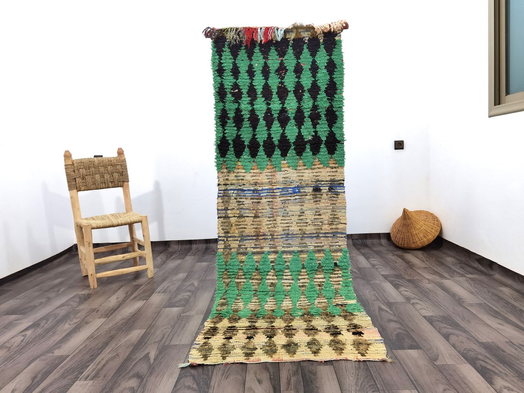 Moroccan Green Rug Runner 3X8 Vintage Runner Rug Berber Etsy