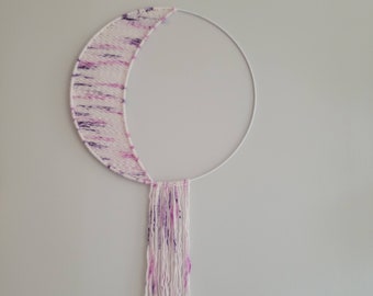 Round/Circular Weaving with Crescent Mood Purple, Pink, and White Design