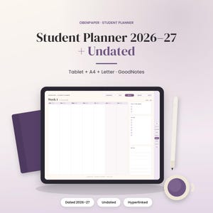 2026-2027 Dated + Undated Student Planner, Academic & College Planner