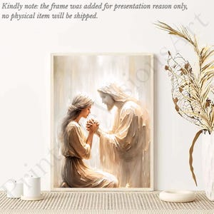Praying with ME, Christian Art, Jesus and Woman Prayer, Jesus Painting, LDS Digital Art, Digital Christ Art, Bible Art, Jesus Heals A Woman