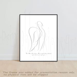 Angel –Modern Minimalist Bible Line Art | Religious Concept | Simple Scripture Hand-drawn Sketch | Christianity Illustration Wall Decor Gift