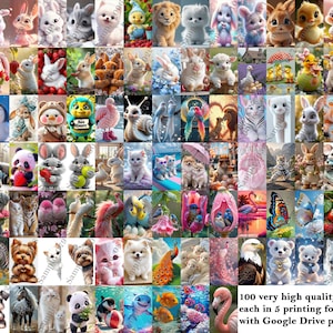 Modern Kid&#39;s Room Wall Art Bundle Set of 100 Prints, DIGITAL Download, Eclectic Nursery Prints Wall Art, Playroom Decor, Maximalist Prints