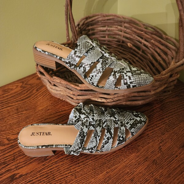 snakeskin mules