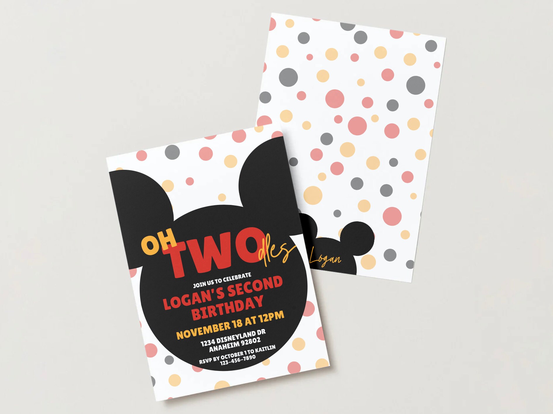 Oh Twodles! - Second Birthday Customizable Invitation Template for
