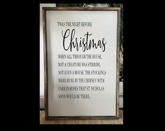 Handcrafted Christmas Sign: ’Twas the Night Before Christmas, Farmhouse Style