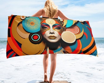 Art Deco Beach Towel – Vintage Glam, Soft Cotton Blend (30x60)