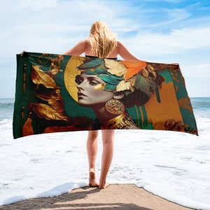 Premium Strandtuch - Art Deco Vintage Design - Weich und saugfähig - Beste Angebote für Sommer am Pool und Urlaubsausflüge - Übergroße 30x60
