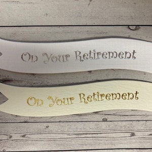 10 bannières On Your Retirement, fabrication de cartes pour les retraités, faites vos propres cartes de voeux faites main, travaux manuels, texte déjoué d'or et d'argent
