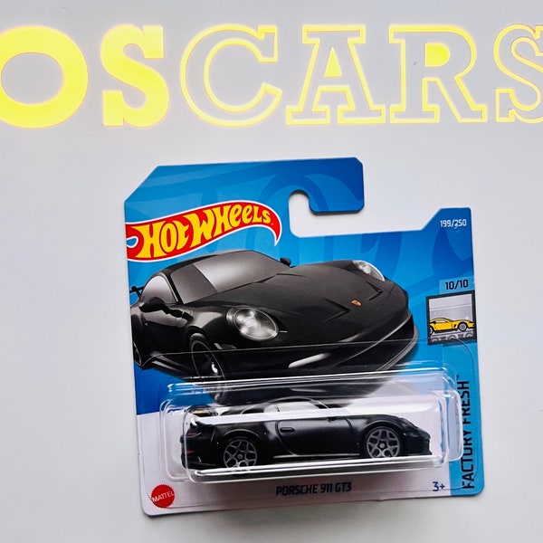 Livraison GRATUITE !! Voiture moulée sous pression noire HotWheels Porsche 911 GT3. Carte courte. Vous pouvez choisir l'option avec trois voitures différentes 911 GT3 !!