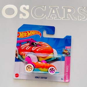 Carro de metal fundido HotWheels Donut Drifter Caça ao Tesouro. Carta curta.