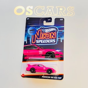 ポルシェ 911 GT3 カップ、ピンクのホットウィール ネオン スピーダーズ エディション、希少なダイキャスト製コレクターズ トイカー！カード破損！