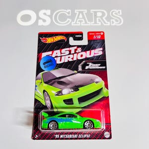 Mitsubishi Eclipse de Velozes e Furiosos, edição especial Hot Wheels, raro carrinho de brinquedo colecionável em metal fundido! Cartão em ótimo estado, com protetor!