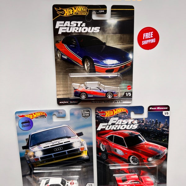 Hot Wheels Premium car! Free shipping! Nissan Silvia, Mazda RX-3 or Audi Quattro! Great gift for Your special one!