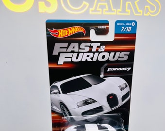 HotWheels Bugatti Veyron from F&F, white die cast car. Comes in Protector shell!!