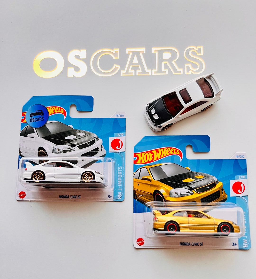 Hot Wheels Honda Civic Si 1/64 - Série J-Imports - Voiture Classique Dorée Métallisée - Carte Tigre Incluse - Dès 3 Ans