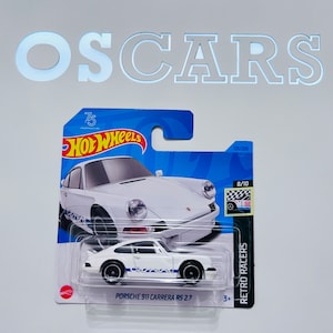 HotWheels Porsche 911 Carerra RS 2.7 die cast car. Cartão curto.