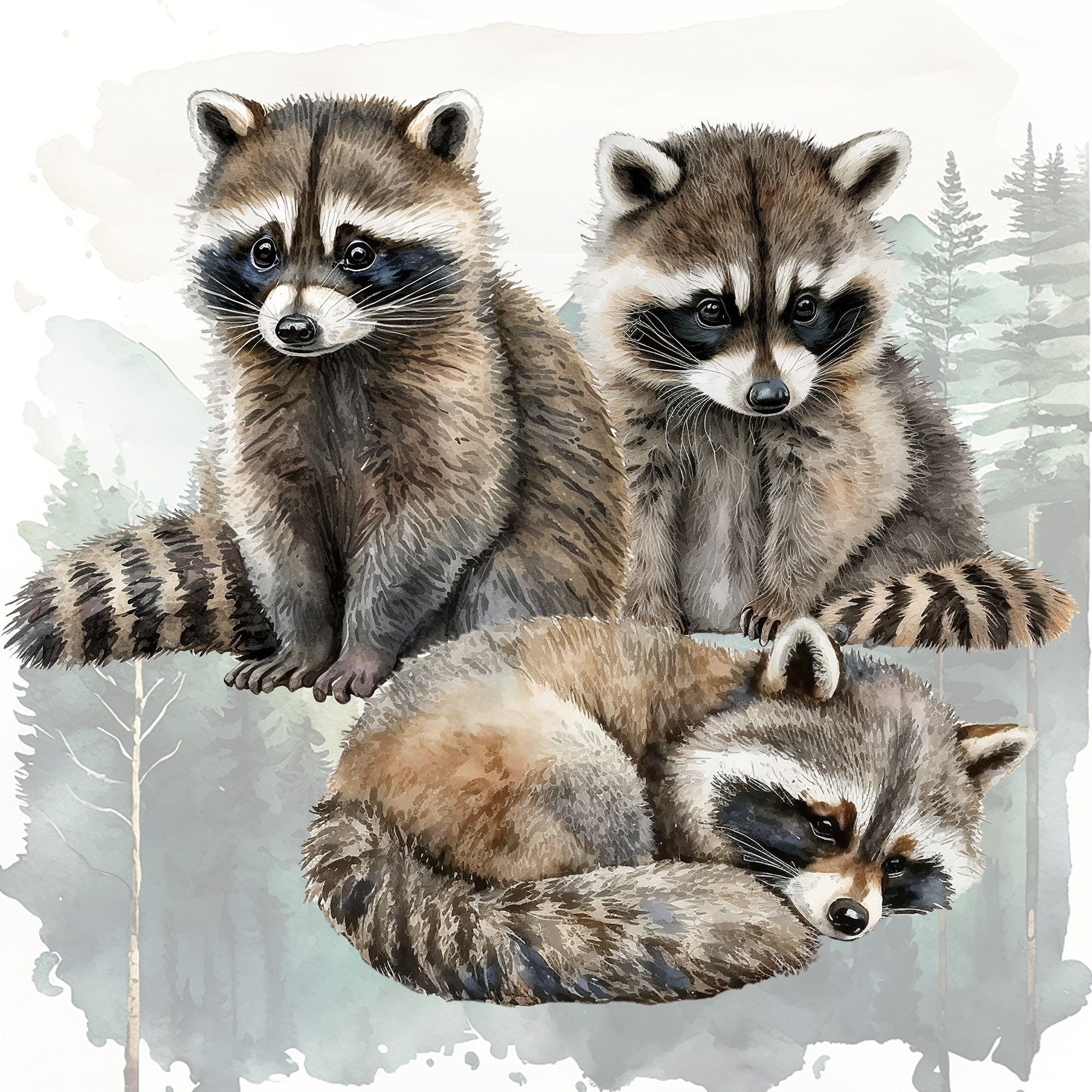 Baby Woodland Animals Watercolor Clipart Nursery Decor, Transparent PNG
