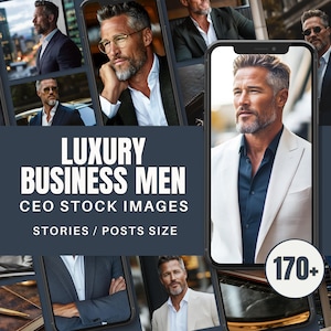 Luxury CEO Stock Photos: Business Men Social Media Content (Canva Editable)