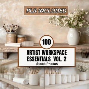PLR Stock Photos Bundle, Artist Studio Creative Workspace Images, Branding | Marketing Content, Resell Digital Products