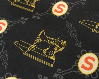 Featherweight Themed Fabric Black with Red S Design  100% Cotton Custom Print