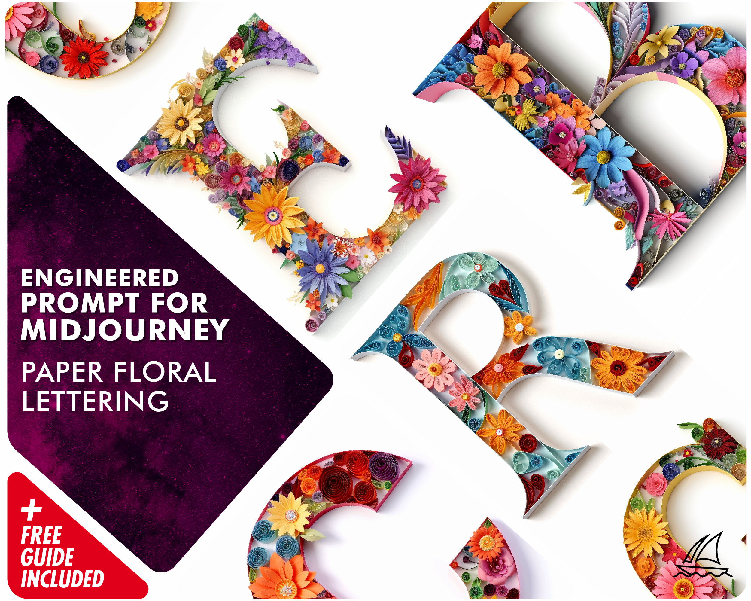 Midjourney Prompt for Paper Lettering, AI Prompts for Floral Letters ...