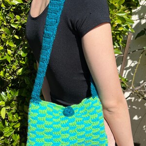 Blue Crochet Shoulder Bag