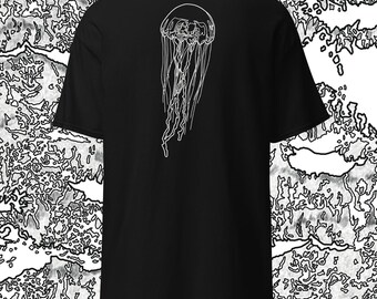 Sea Creature Line Art T-shirt Jellyfish (Unisex)