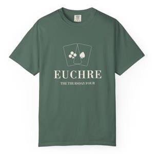 Personalized Euchre Club Shirt, Custom Name Tee, Comfort Colors Card Game Gift image 2