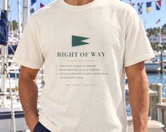 Sailing Club T-Shirt, Right of Way Rules Chart, Regatta Christmas Gift