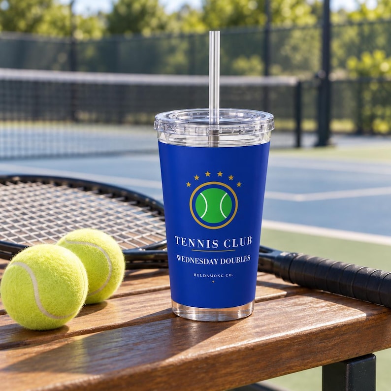 Personalized Tennis Tumbler with Straw, Custom Club Name 16 oz Acrylic Cup, Tennis Team Gift zdjęcie 1