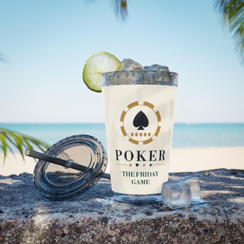 Personalized Poker Tumbler with Straw, Custom Club Name 16 oz Acrylic Cup, Poker Gifts Bild 7