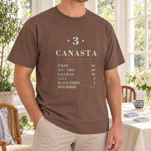 Canasta Card Values ​​Reference T-shirt, Spelkvällspresent, Komfortfärger Tjock bomull bild 1
