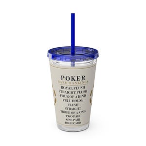 Poker Hand Rankings Tumbler, 16 oz Acrylic Cup with Straw, Poker Night Gift Bild 9