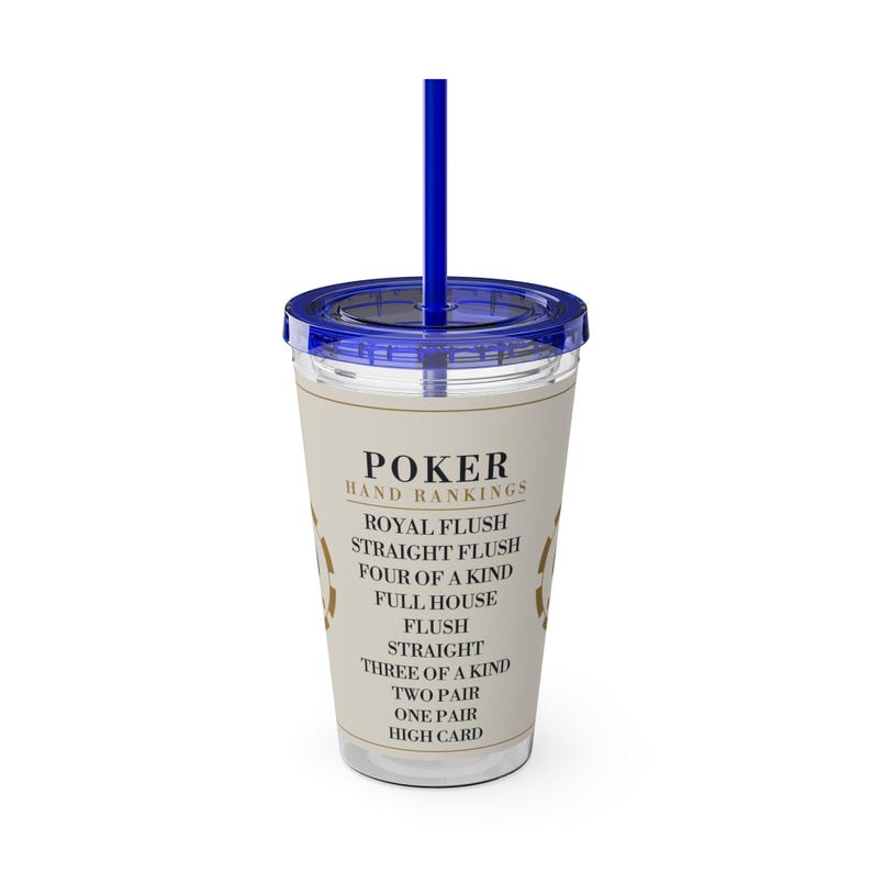 Poker Hand Rankings Tumbler, 16 oz Acrylic Cup with Straw, Poker Night Gift Bild 9