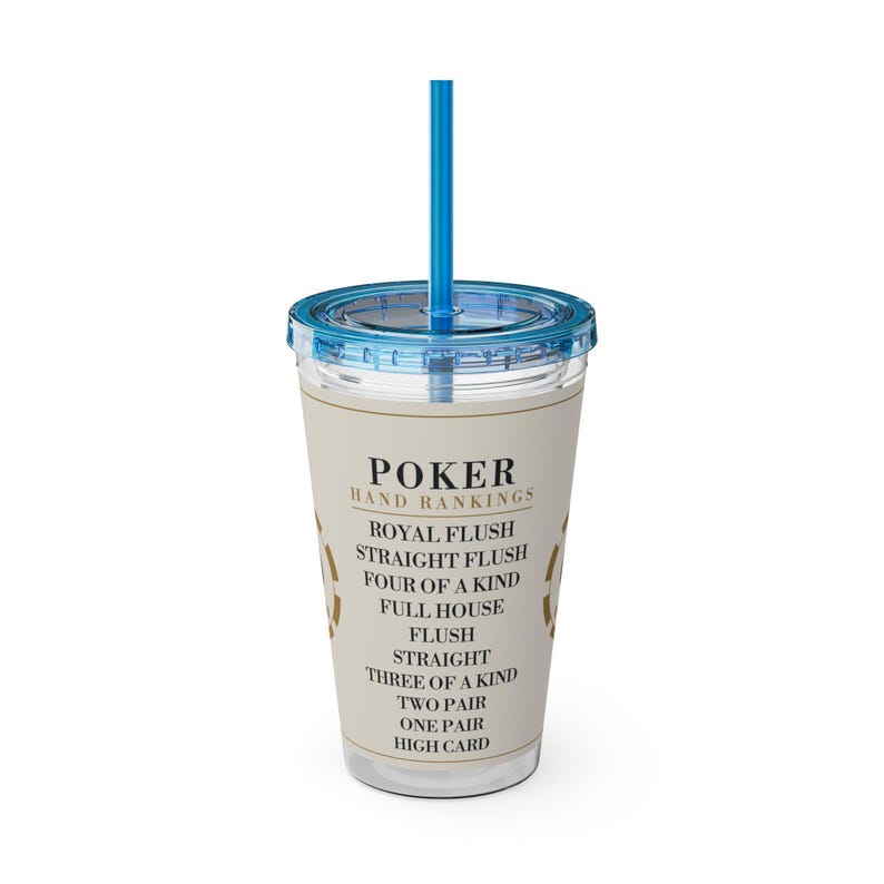 Poker Hand Rankings Tumbler, 16 oz Acrylic Cup with Straw, Poker Night Gift Bild 8
