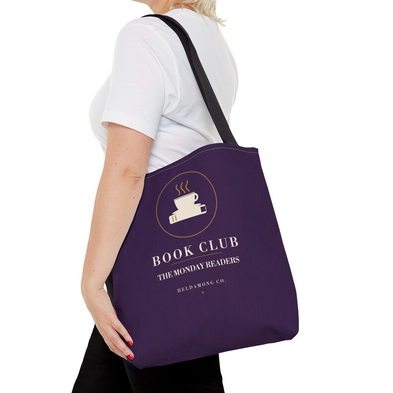 Bolsa de compras personalizada para clube do livro, com nome do clube personalizado, 40x40 cm, presente para amantes de livros. imagem 8