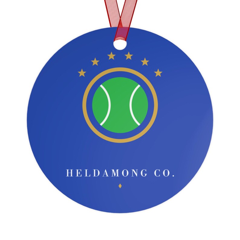 Personalisierter Tennis-Weihnachtsschmuck, individueller Vereinsname, Geschenk für Tennisteams, zweiseitiger Metallschmuck, Geschenk für Tennisspieler Bild 7