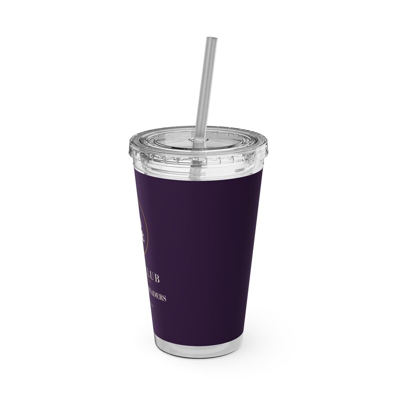 Personalized Book Club Tumbler with Straw, Custom Club Name 16 oz Acrylic Cup, Book Lover Gift image 9