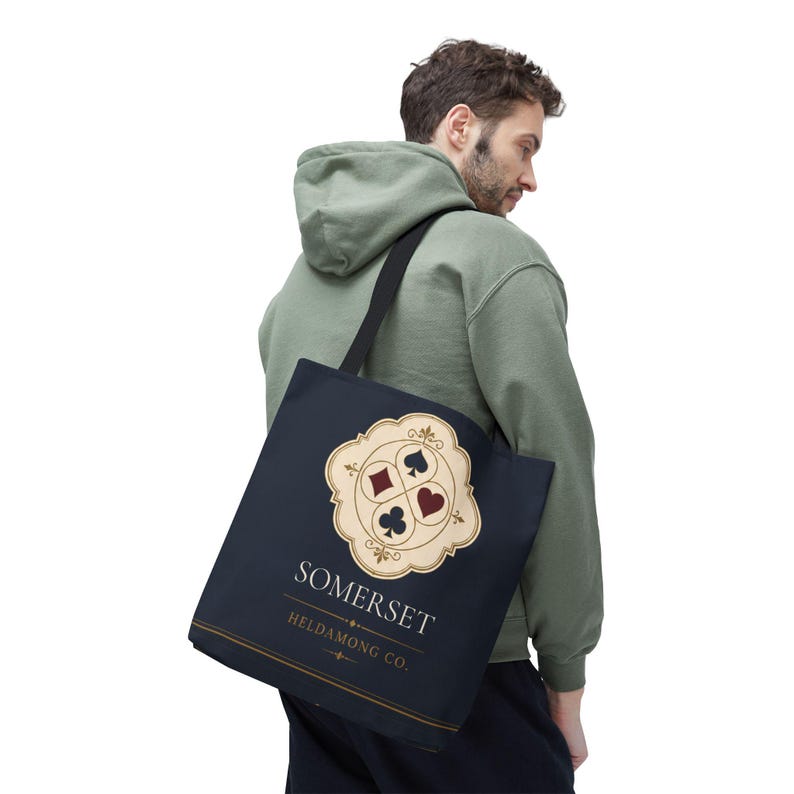 Personalized Bridge Club Tote Bag, Custom Name, 16x16 Navy Card Game Gift image 13