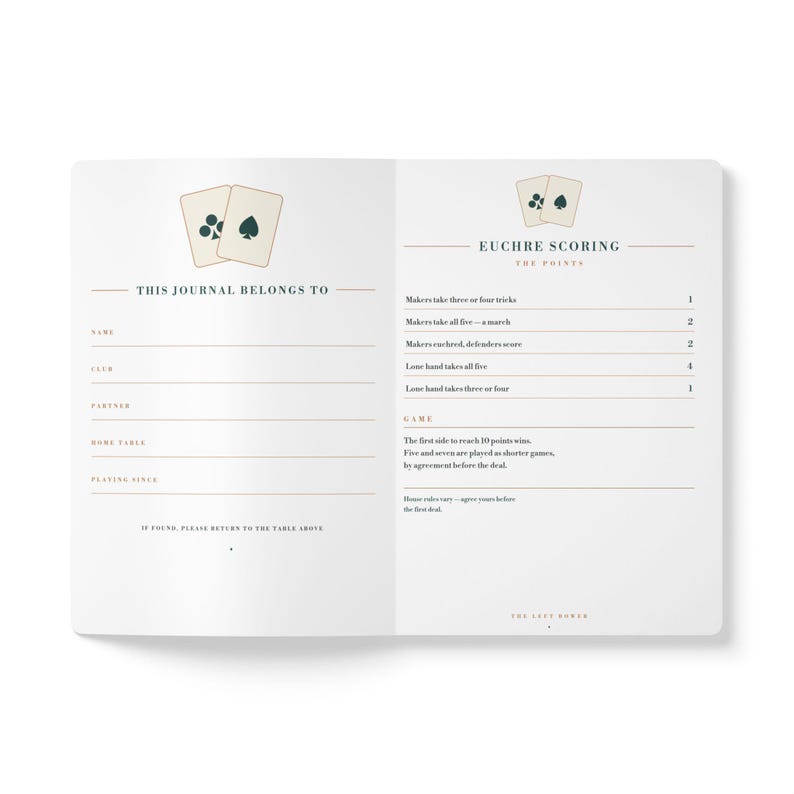 Euchre Score Journal, Card Game Keeper Notebook, 5.75 x 8 Inch Christmas Gift image 4