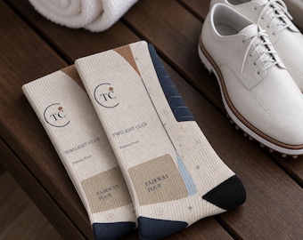 Personalisierte Golfsocken, individueller Gruppenname, geometrisches Weihnachtsgeschenk