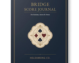 Carnet de score de bridge, carnet de notes pour soirées cartes, cadeau de Noël en laiton antique bleu marine