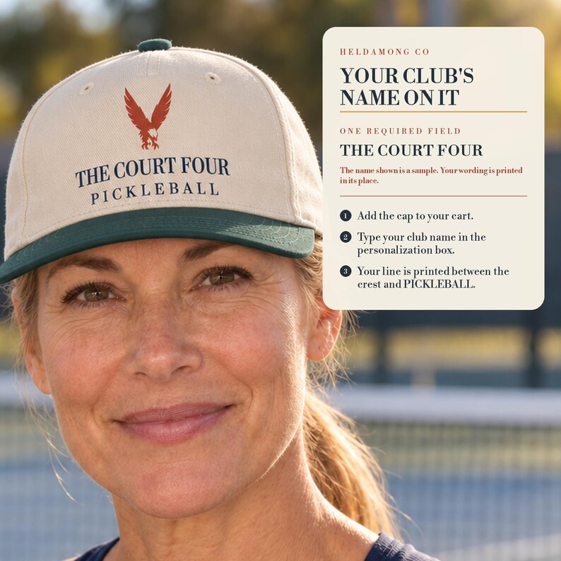 Personalized Pickleball Cap, Custom Club Name Hat, The Erne Club Crest, Gift for Pickleball Players and Teams image 5