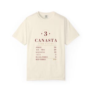 Canasta Card Values ​​Reference T-shirt, Spelkvällspresent, Komfortfärger Tjock bomull bild 5