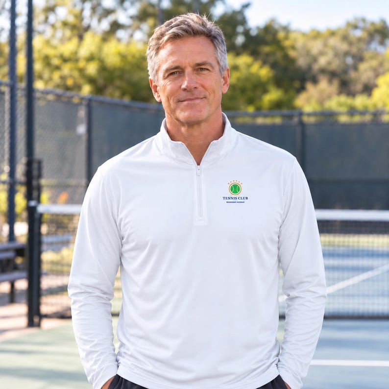 Personalized Tennis Quarter-Zip Pullover, Custom Club Name, Tennis Team Gift afbeelding 3