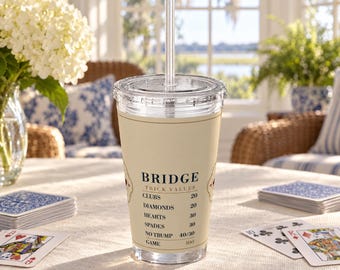 Vaso Bridge Trick Values, vaso acrílico de 473 ml con pajita, regalo para juegos de cartas