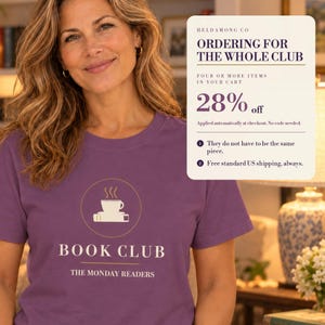 T-shirt personnalisé pour club de lecture, T-shirt avec nom personnalisé, Cadeau pour amoureux des livres (Couleurs confortables) image 7