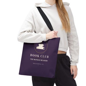 Bolsa de compras personalizada para clube do livro, com nome do clube personalizado, 40x40 cm, presente para amantes de livros. imagem 10