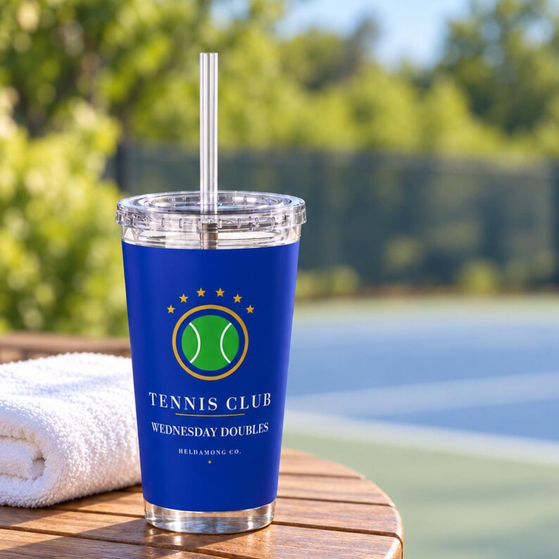 Personalized Tennis Tumbler with Straw, Custom Club Name 16 oz Acrylic Cup, Tennis Team Gift zdjęcie 2